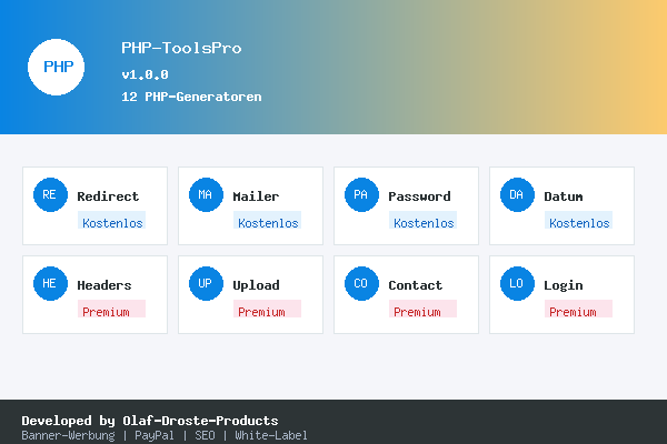 PHP-ToolsPro - PHP-Generator Portal mit Banner-Werbung & PayPal-Verkauf